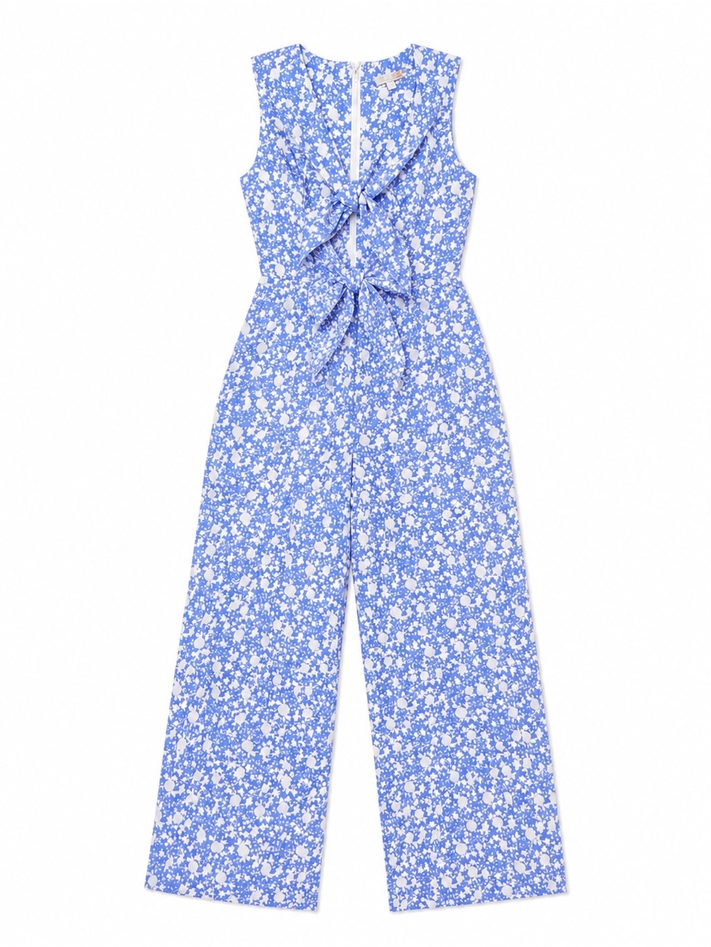 GB girls Blue Floral Tie-Back Jumpsuit